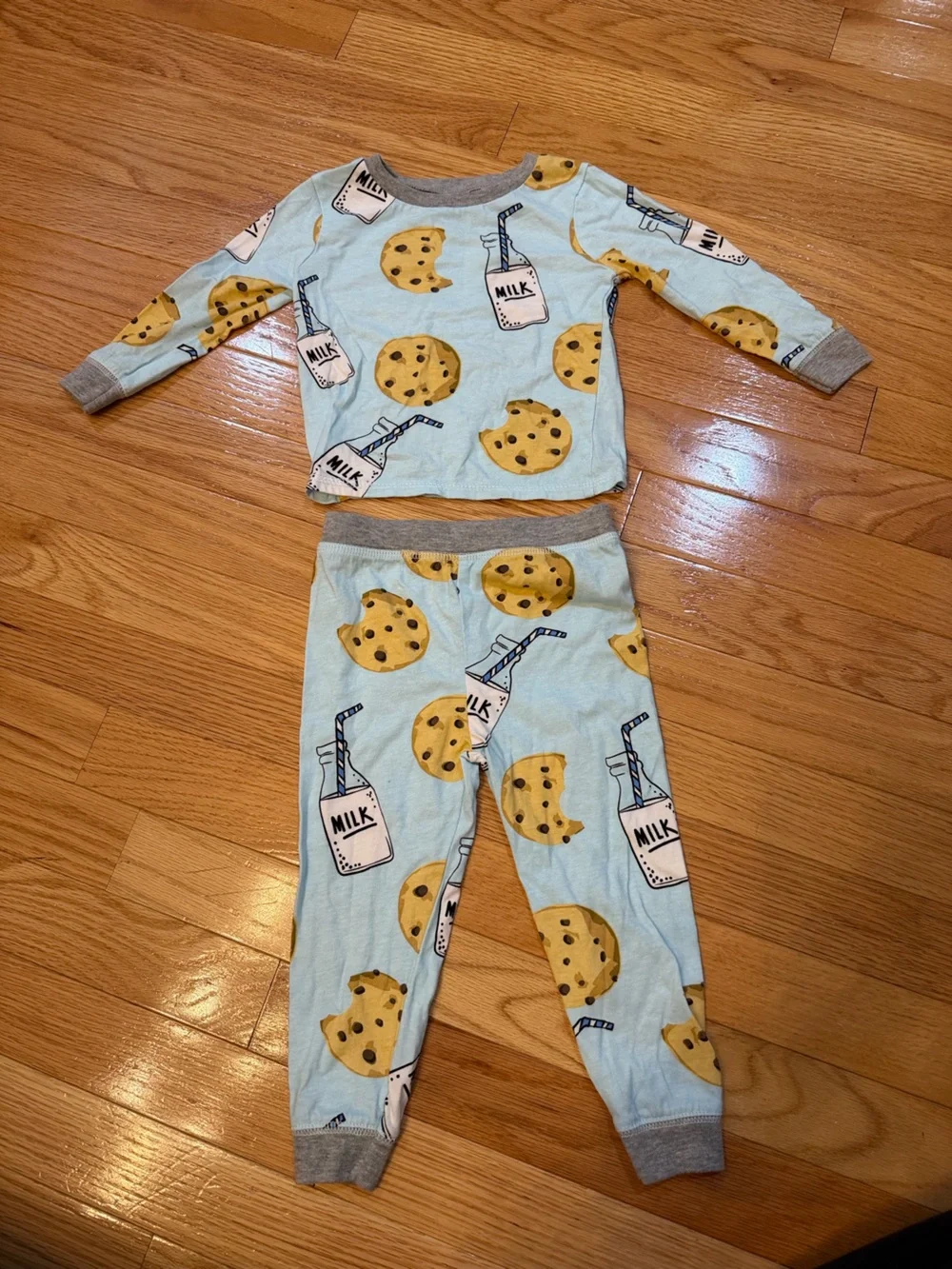 Mud Pie Baby Boys Light Blue Milk & Cookie Print Pajama Set